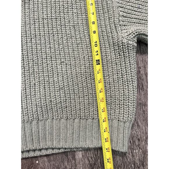 Women’s H&M Sage Green Chunky Knit Oversized Slouchy Sweater Size XL Cozy Fall - Picture 5 of 7